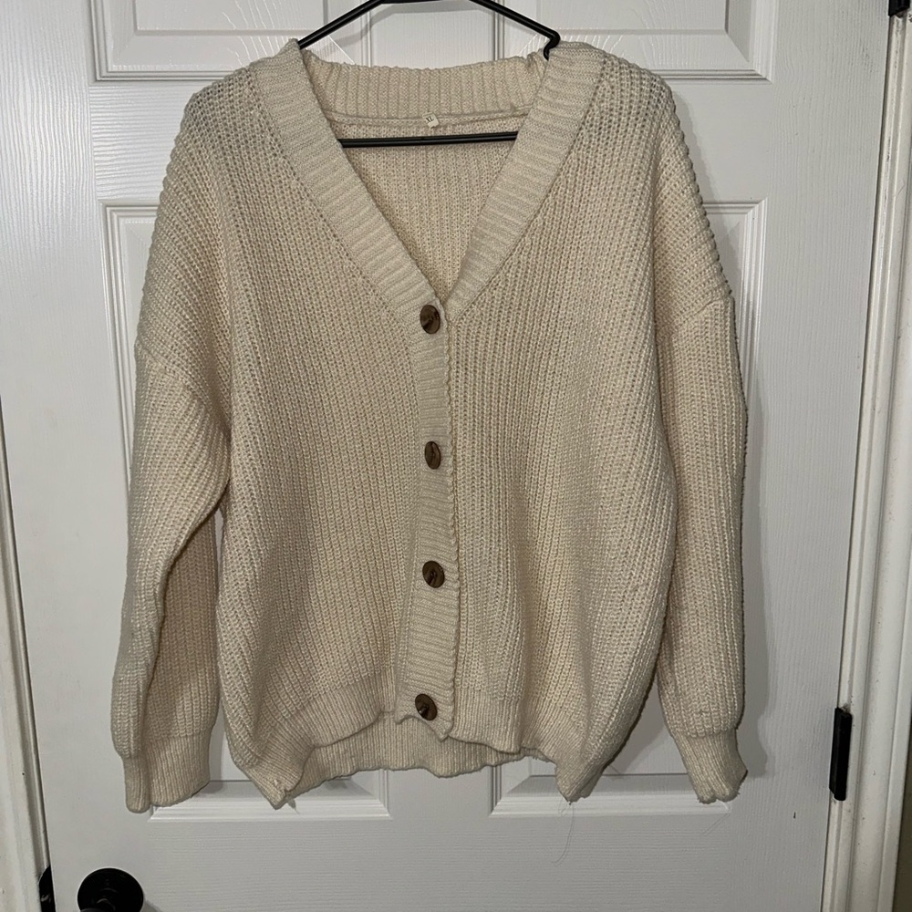 Cozy Cream Button-Up Sweater